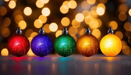 Obraz premium Photo of a Vibrant Display of Christmas Ornaments on a Festive Table