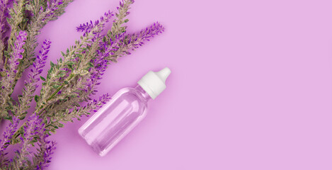 Mock-up lavender extract background with copy space