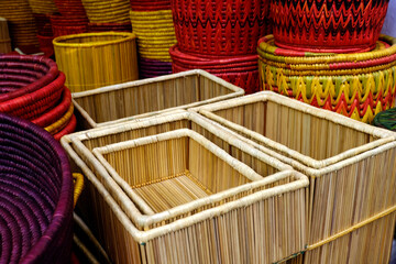 handmade colourful Bamboo basket for sale in Pune India, stylish interior item eco design . Decor...