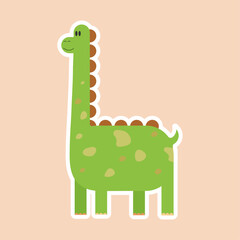 cartoon illustration. green dinosaur on a pink background for a children's room.