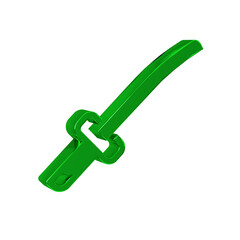 Green Traditional Japanese katana icon isolated on transparent background. Japanese sword.