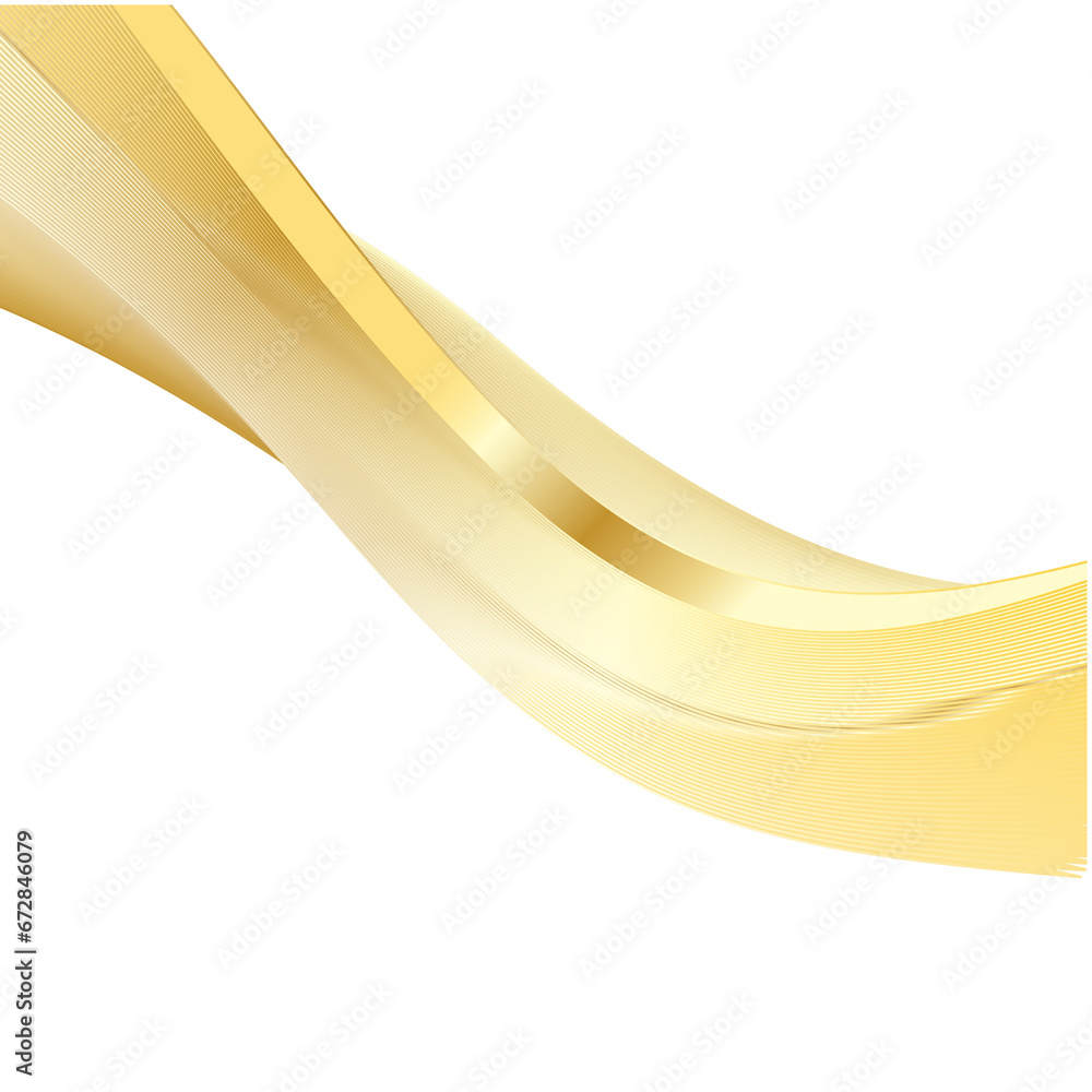 Poster abstract vector wavy lines flowing smooth curve gold gradient color on transparent background