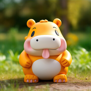 Funny, cute hippopotamus in 3D cartoon style
