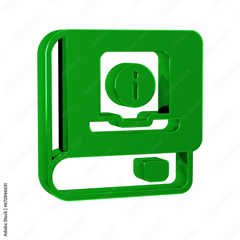 Poster green user manual icon isolated on transparent background. user guide book. instruction sign. read b