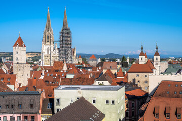 Aerial view over the city of Regensburg