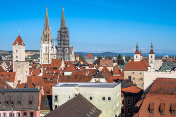 Obraz premium Aerial view over the city of Regensburg