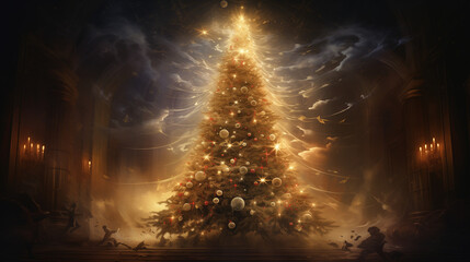Festive Christmas Tree beautifully decorated for the Christmas Season Christmas Fir Tree Christmas Spirit