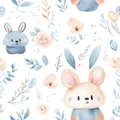 Rabbit Watercolor Pattern