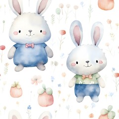 Rabbit Watercolor Pattern