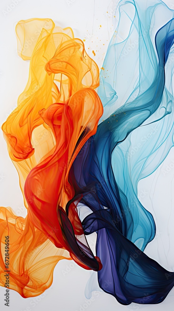 Aufkleber a group of different colored smokes floating in the air on a white background with a blue sky in the