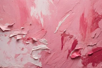 Closeup of abstract pink and white detailed texture background. Oil, acrylic brushstroke, pallet knife paint on canvas (Generative Ai)