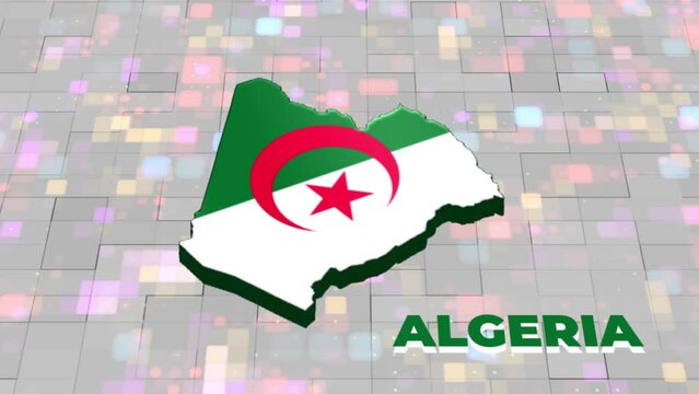 3D Algeria Map Animation With Digital Background