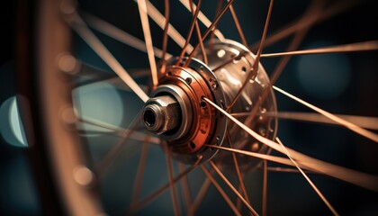 Photo of a Fascinating View of the Intricate Bicycle Wheel Spokes - obrazy, fototapety, plakaty