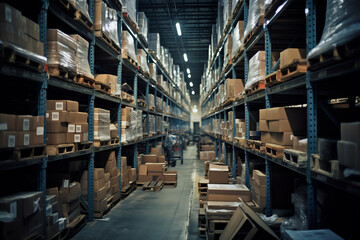 Neatly organized retail store warehouse.