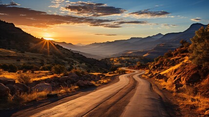 Fototapeta premium Embark on a stupendous excursion through picturesque scenery along meandering roads.