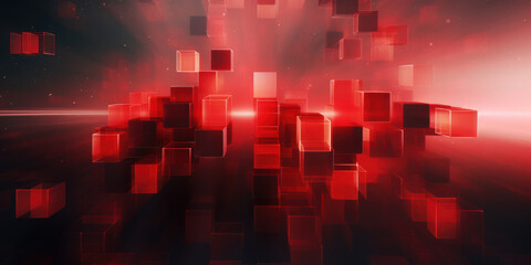 Obraz premium Bold red geometric elements floating over a dreamy.
