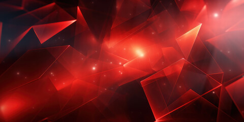 Abstract composition of red geometric forms.