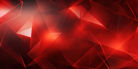 Abstract composition of red geometric forms.