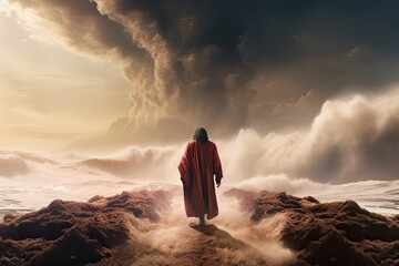 Moses parting red sea - obrazy, fototapety, plakaty