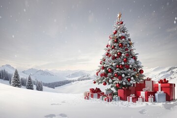 Naklejka premium christmas card with christmas tree