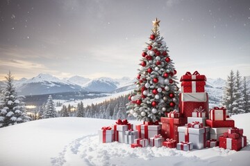 christmas tree and gifts