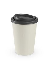 Disposable paper cup of coffee isolated on white background. 3d illustration.