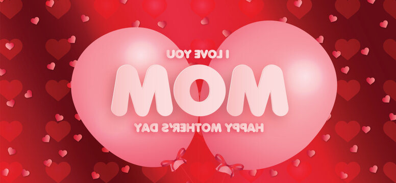 modern mothers day background with realistic pink balloons