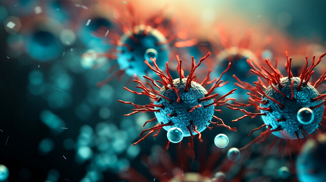 Microscopic view of viruses in high-detail image