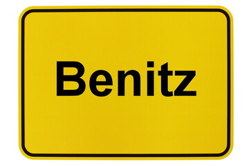 Illustration eines Ortsschildes der Gemeinde Benitz in Mecklenburg-Vorpommern