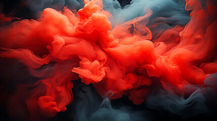 Obraz premium Red smoke and swirls on a black background in the style of loose and fluid forms,