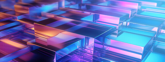 Futuristic hologram cube pattern. - obrazy, fototapety, plakaty