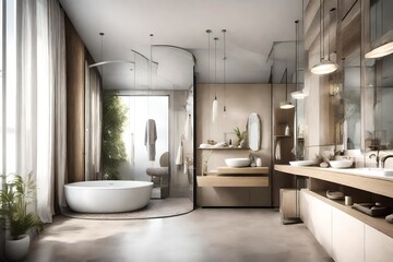 modern bathroom interior with furniture