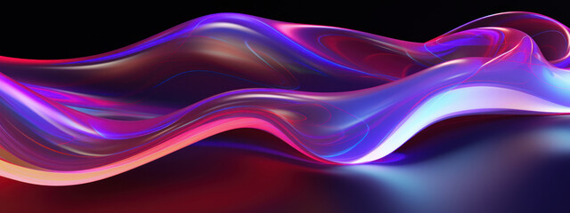 Abstract 3D depiction of luminous neon waves.