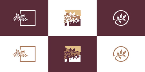 Nature family logo design creative concept Premium Vector