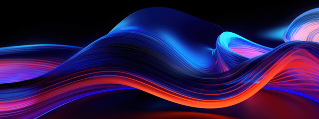 Fototapeta premium Abstract 3D depiction of luminous neon waves.