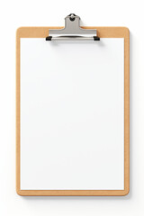 Isolated Clipboard With Blank Paper Page Mockup