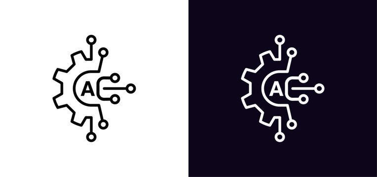 Artificial intelligence AI processor setting vector icon  web site, logo, social media. vector