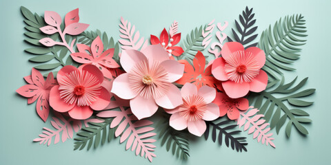 Colorful paper tropical blooms.