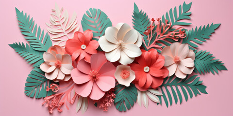 Colorful paper tropical blooms.