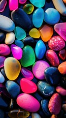 Fototapeta na wymiar Colorful Glowing Beach Pebbles