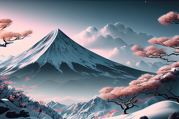 les montagnes du japon - obrazy, fototapety, plakaty