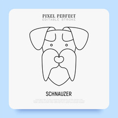 Schnauzer head thin line icon. Dog breed. Editable stroke. Vector illustration.