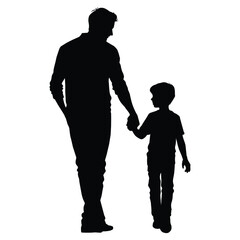 Man and Son Silhouettes on White