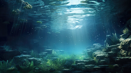 Fototapeta na wymiar tropical inspired underwater wallpaper design