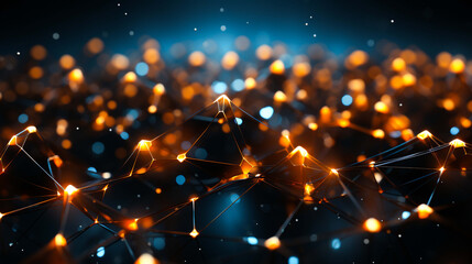 3d abstract of an orange sphere with LED lights at the surface, in the style of bokeh panorama,...