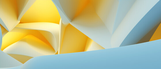 Soft geometric curves in light yellow, creating a smooth.