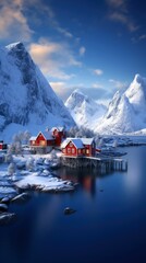 Beautiful snowy landscape of Norway