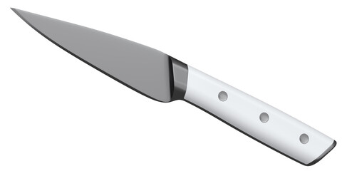 Chef's kitchen knife with a wooden handle isolated on white background.