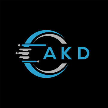 AKD letter logo abstract design. AKD unique design, AKD letter logo design on black background. AKD creative initials letter logo concept. AKD letter design.AKD
