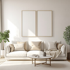 2 vertical poster frame mockups,3d rendering,elegant interior design template,for wall art display,3d rendering